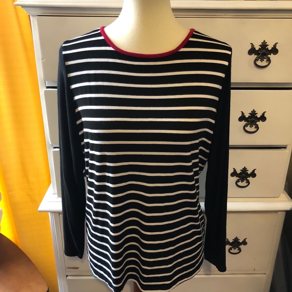 Coldwater Creek Black & White Striped Top